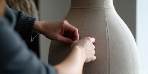 Close up of bespoke tailoring process