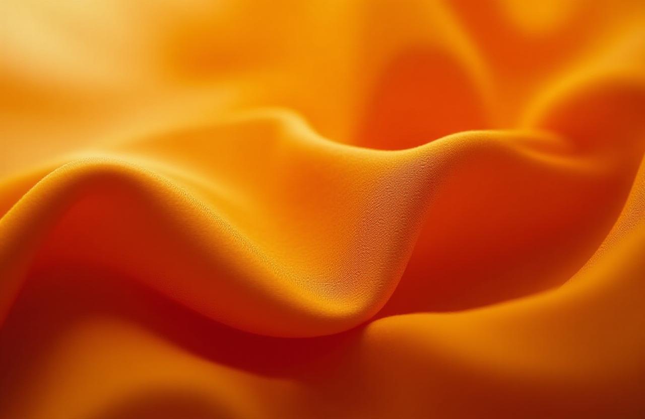Close-up of silk draping on an ochre evening dress